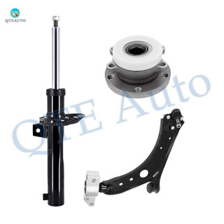 Set of 3 Front Left Lower Control Arm-Wheel Hub Bearing Assembly-Suspension Strut Assembly For 2006-2009 Volkswagen Rabbit