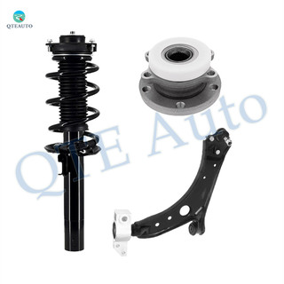 Set of 3 Front Right Lower Control Arm-Wheel Hub Bearing Assembly-Quick Complete Strut-Coil Spring Assembly For 2010-2013 Volkswagen GTI