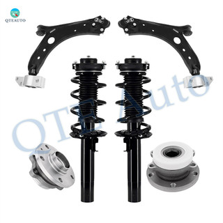 Set of 6 Front Lower Control Arm-Wheel Hub Bearing Assembly-Quick Complete Strut-Coil Spring Assembly For 2010-2013 Volkswagen GTI L4