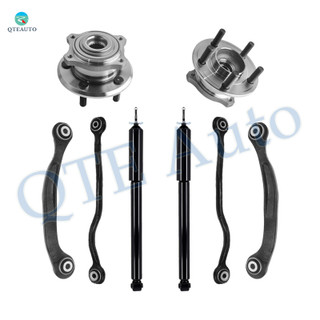 Set of 8 Rear Lower Rearward-Upper Rearward Control Arm-Wheel Hub Bearing Assembly-Shock Absorber For 2005-2009 Chrysler 300 w/ Performance Suspension