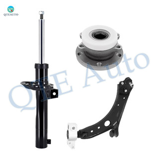 Set of 3 Front Right Lower Control Arm-Wheel Hub Bearing Assembly-Suspension Strut Assembly For 2010-2013 Volkswagen GTI