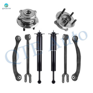 Set of 8 Rear Lower Forward-Upper Rearward Control Arm-Wheel Hub Bearing Assembly-Shock Absorber For 2005-2009 Chrysler 300 w/ Self Leveling Suspension