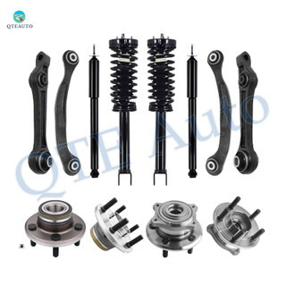 Set 12 Front Lower Rearward Control Arm-Wheel Hub Bearing-Quick Complete Strut-Coil Spring-Rear Upper Rearward Control Arm-Wheel Hub Bearing Assembly-Shock Absorber For 2005-2009 Chrysler 300 C SRT8