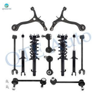 Set of 12 Front Lower Control Arm-Sway Bar Link-Quick Complete Strut-Coil Spring Assembly-Rear Lower Rearward Control Arm-Sway Bar Link-Suspension Strut Assembly For 2010-2014 Acura TSX