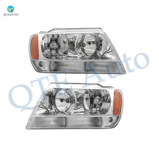 Pair of 2 Front Left-Right Headlights Assembly For 1999-2004 Jeep Grand Cherokee