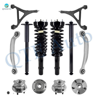 Set of 12 Front Lower Control Arm Ball Joint-Wheel Hub Bearing Assembly-Quick Complete Strut-Coil Spring Assembly-Rear Upper Rearward Control Arm-Wheel Hub Bearing Assembly-Complete Shock Absorber Kit For 2007-2009 Dodge Charger