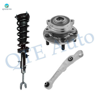 Set of 3 Front Left Lower Forward Control Arm-Wheel Hub Bearing Assembly-Quick Complete Strut-Coil Spring Assembly For 2003 2004 Infiniti G35