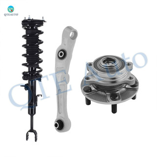 Set of 3 Front Left Lower Forward Control Arm-Wheel Hub Bearing Assembly-Quick Complete Strut-Coil Spring Assembly For 2003 2004 Infiniti G35
