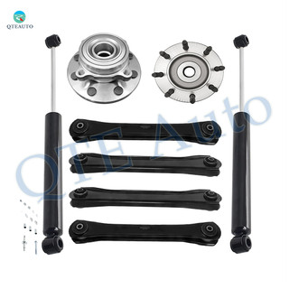 Set of 8 Front Lower and Upper Control Arm-Wheel Hub Bearing Assembly-Steering Damper For 2000 2001 Dodge RAM 2500
