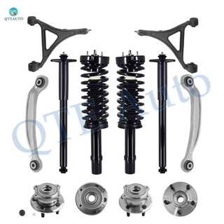 Set of 12 Front Lower Control Arm Ball Joint-Wheel Hub Bearing Assembly-Quick Complete Strut-Coil Spring Assembly-Rear Upper Rearward Control Arm-Wheel Hub Bearing Assembly-Complete Shock Absorber Kit For 2005-2009 Chrysler 300