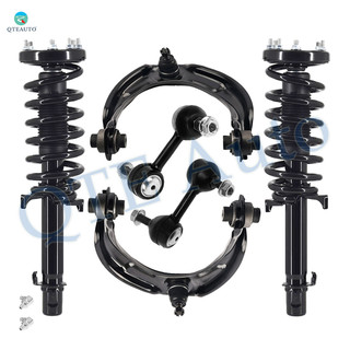 Set of 6 Front Upper Control Arm Ball Joint-Sway Bar Link-Quick Complete Strut-Coil Spring Assembly For 2008-2012 Honda Accord V6