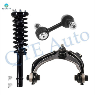 Set 3 Front Right Upper Control Arm Ball Joint-Sway Bar Link-Quick Complete Strut-Coil Spring Assembly For 2003 2005-2007 Honda Accord V6