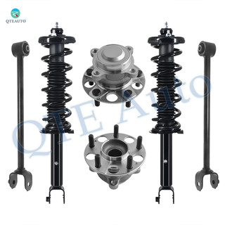 Set of 6 Rear Lower Rearward Control Arm-Wheel Hub Bearing Assembly-Quick Complete Strut-Coil Spring Assembly For 2014 2015 Honda Accord