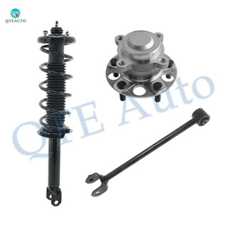 Set of 3 Rear Right Lower Rearward Control Arm-Wheel Hub Bearing Assembly-Quick Complete Strut-Coil Spring Assembly For 2013-2015 Honda Accord L4