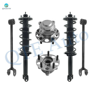 Set of 6 Rear Lower Rearward Control Arm-Wheel Hub Bearing Assembly-Quick Complete Strut-Coil Spring Assembly For 2013-2015 Honda Accord L4