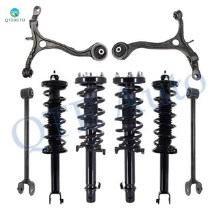 Set of 8 Front Lower Control Arm-Quick Complete Strut-Coil Spring Assembly-Rear Lower Rearward Control Arm-Quick Complete Strut-Coil Spring Assembly For 2008-2012 Honda Accord