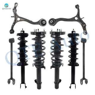 Set of 8 Front Lower Control Arm-Quick Complete Strut-Coil Spring Assembly-Rear Lower Rearward Control Arm-Quick Complete Strut-Coil Spring Assembly For 2008-2012 Honda Accord L4