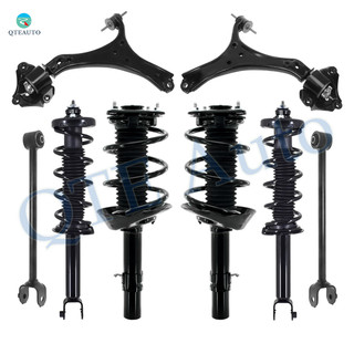 Set of 8 Front Lower Control Arm-Quick Complete Strut-Coil Spring Assembly-Rear Lower Rearward Control Arm-Quick Complete Strut-Coil Spring Assembly For 2013-2015 Honda Accord V6