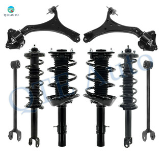 Set of 8 Front Lower Control Arm-Quick Complete Strut-Coil Spring Assembly-Rear Lower Rearward Control Arm-Quick Complete Strut-Coil Spring Assembly For 2013-2017 Honda Accord