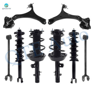 Set of 8 Front Lower Control Arm-Quick Complete Strut-Coil Spring Assembly-Rear Lower Rearward Control Arm-Quick Complete Strut-Coil Spring Assembly For 2014-2017 Honda Accord