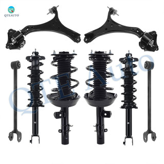 Set of 8 Front Lower Control Arm-Quick Complete Strut-Coil Spring Assembly-Rear Lower Rearward Control Arm-Quick Complete Strut-Coil Spring Assembly For 2014-2017 Honda Accord