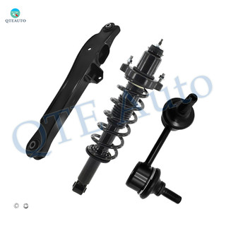 Set of 3 Rear Lower Rearward Control Arm-Sway Bar Link-Quick Complete Strut-Coil Spring Assembly For 2007-2009 Jeep Patriot FWD