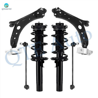 Set of 6 Front Lower Control Arm-Sway Bar Link-Quick Complete Strut-Coil Spring Assembly For 2010-2013 Volkswagen GTI