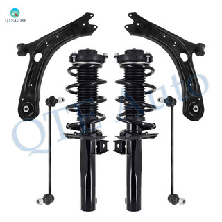 Set of 6 Front Lower Control Arm-Sway Bar Link-Quick Complete Strut-Coil Spring Assembly For 2012-2019 Volkswagen Beetle