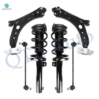 Set of 6 Front Lower Control Arm-Sway Bar Link-Quick Complete Strut-Coil Spring Assembly For 2006-2009 Volkswagen Rabbit