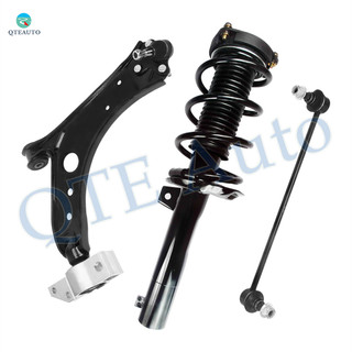 Set of 3 Front Left Lower Control Arm-Sway Bar Link-Quick Complete Strut-Coil Spring Assembly For 2012-2016 Volkswagen EOS