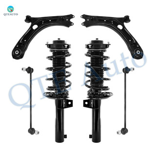 Set of 6 Front Lower Control Arm-Sway Bar Link-Quick Complete Strut-Coil Spring Assembly For 2012-2019 Volkswagen Passat