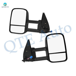 Left & Right Side Mirror, Power Heated Textured Black Manual Folding For 2007 Chevrolet Silverado 3500 Classic With Blind Spot Monitor; W/o Signal Light, Memory & Auto-Dimming