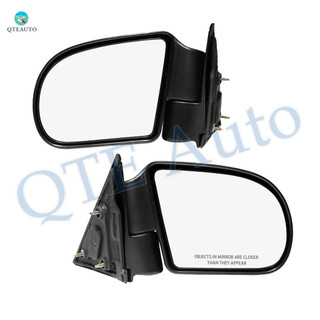 Driver & Passenger Side Mirror, Left-Right Manual Non-Heated Textured Black Manual Folding For 1999 2000 GMC Jimmy Without Signal Light, Blind Spot Monitor, Memory & Auto-Dimming