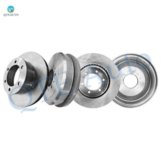 Set of 4 Front 296.4mm Brake Disc Rotors-Rear 343mm Brake Drum For 1995-2002 Toyota 4Runner