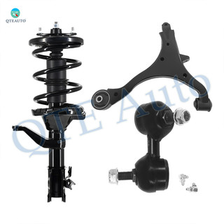 Set of 3 Front Right Lower Control Arm-Sway Bar Link-Quick Complete Strut-Coil Spring Assembly For 2002-2004 Honda CR-V