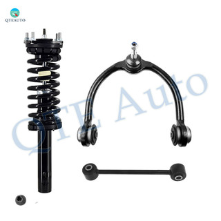 Set of 3 Front Left Upper Control Arm Ball Joint-Sway Bar Link-Quick Complete Strut-Coil Spring Assembly For 2006-2010 Jeep Commander