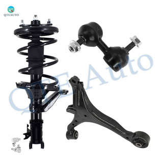 Set of 3 Front Left Lower Control Arm-Sway Bar Link-Quick Complete Strut-Coil Spring Assembly For 2001 2002 Honda Civic