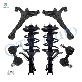 Set of 6 Front Lower Control Arm-Sway Bar Link-Quick Complete Strut-Coil Spring Assembly For 2001 2002 Honda Civic