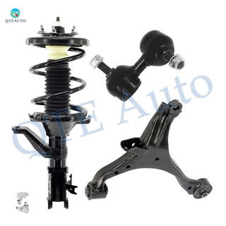 Set of 3 Front Right Lower Control Arm-Sway Bar Link-Quick Complete Strut-Coil Spring Assembly For 2002-2004 Acura RSX
