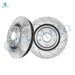 Front 330mm Drilled Slotted Brake Disc Rotors For 2012-2014 Volkswagen Routan