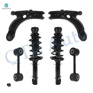 Set of 6 Front Lower Control Arm-Sway Bar Link-Quick Complete Strut-Coil Spring Assembly For 2003-2005 Volkswagen Golf