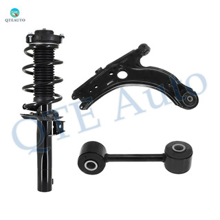 Set of 3 Front Lower Control Arm-Sway Bar Link-Quick Complete Strut-Coil Spring Assembly For 2005 2006 Volkswagen Jetta