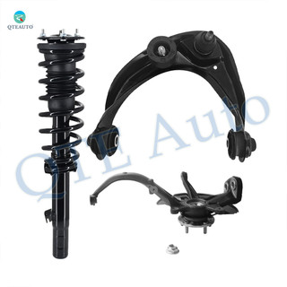 Set of 3 Front Right Upper Control Arm Ball Joint-Suspension Knuckle Assembly-Quick Complete Strut-Coil Spring Assembly For 2006-2009 Ford Fusion L4 FWD
