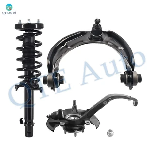 Set of 3 Front Left Upper Control Arm Ball Joint-Suspension Knuckle Assembly-Quick Complete Strut-Coil Spring Assembly For 2008-2012 Honda Accord L4