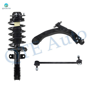 Set of 3 Front Right Lower Control Arm Ball Joint-Sway Bar Link-Quick Complete Strut-Coil Spring Assembly For 2008-2010 Chevrolet HHR