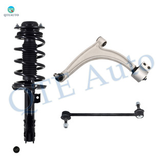 Set of 3 Front Left Lower Control Arm Ball Joint-Sway Bar Link-Quick Complete Strut-Coil Spring Assembly For 2005-2009 Pontiac G6