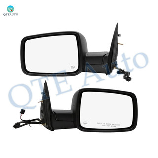 Driver & Passenger Side Mirrors, Power Adjust Heated Textured Black Manual Folding For 2009 2010 Dodge RAM 1500 No Signal Light No Blind Spot Feature No Memory