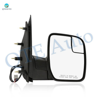 Right Passenger Side Mirror, Power Adjust Non-Heated Textured Black Manual Folding For 2010-2014 Ford E-250 No Signal Light No Blind Spot Feature No Memory