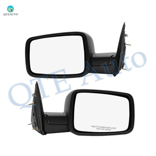 Driver & Passenger Side Mirrors, Manual Adjust Non-Heated Textured Black Manual Folding For 2011 2012 RAM 1500 No Signal Light No Blind Spot Feature No Memory