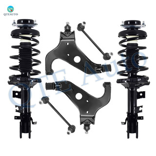 Set of 6 Front Lower Control Arm-Sway Bar Link-Quick Complete Strut-Coil Spring Assembly For 1999-2001 Nissan Pathfinder